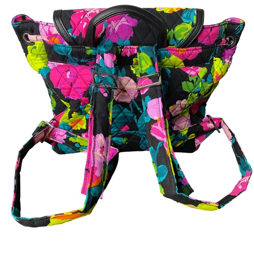 Vera Bradley Hilo Meadow Quilted Floral Fashion Backpack Drawstring Flap‎